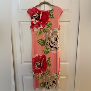 London Times Pink and Green Floral Dress Size 10